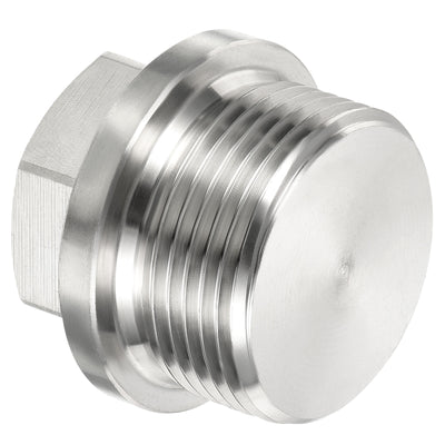 Harfington Male Plug, Waterproof Dustproof Stainless Steel Thread Hex Head Socket Solid Pipe Fitting