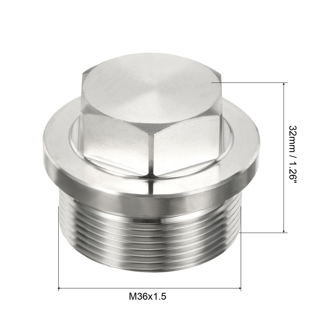 Harfington Male Plug, Waterproof Dustproof Stainless Steel Thread Hex Head Socket Solid Pipe Fitting