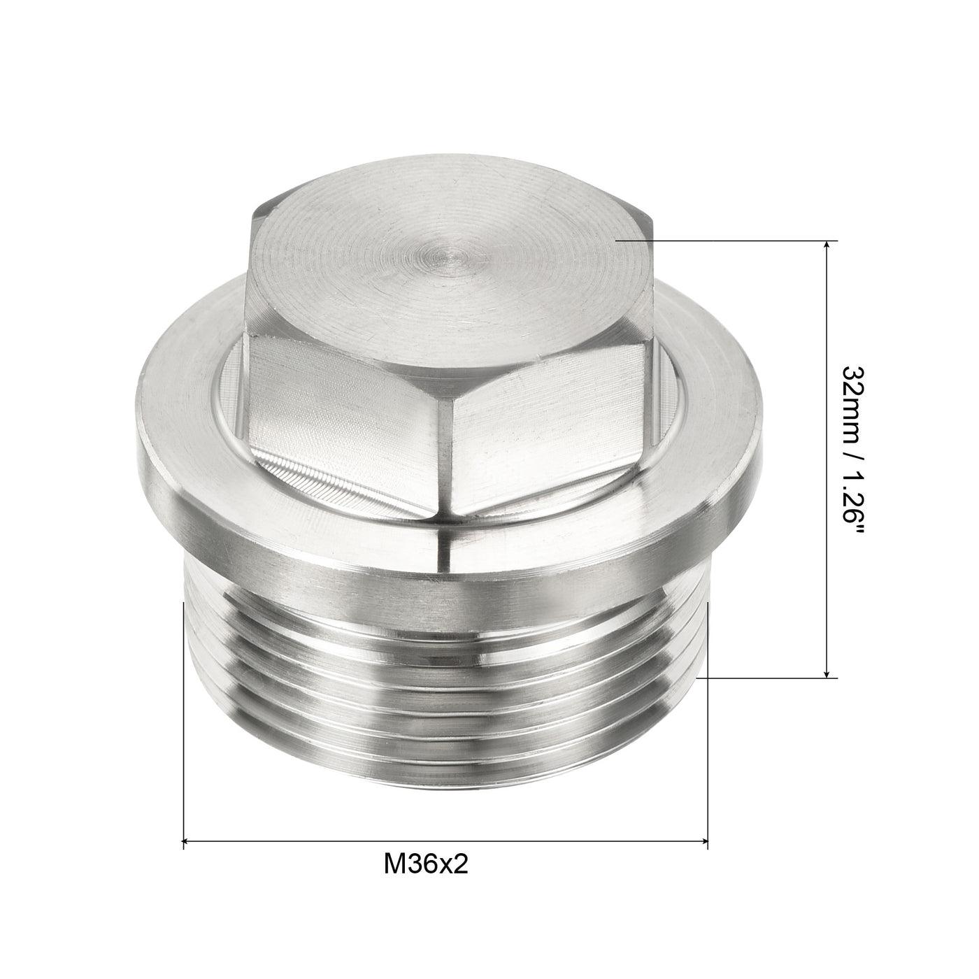 Harfington Male Plug, Waterproof Dustproof Stainless Steel Thread Hex Head Socket Solid Pipe Fitting