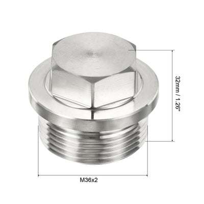 Harfington Male Plug, Waterproof Dustproof Stainless Steel Thread Hex Head Socket Solid Pipe Fitting