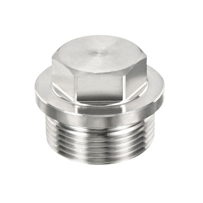 Harfington Male Plug, Waterproof Dustproof Stainless Steel Thread Hex Head Socket Solid Pipe Fitting