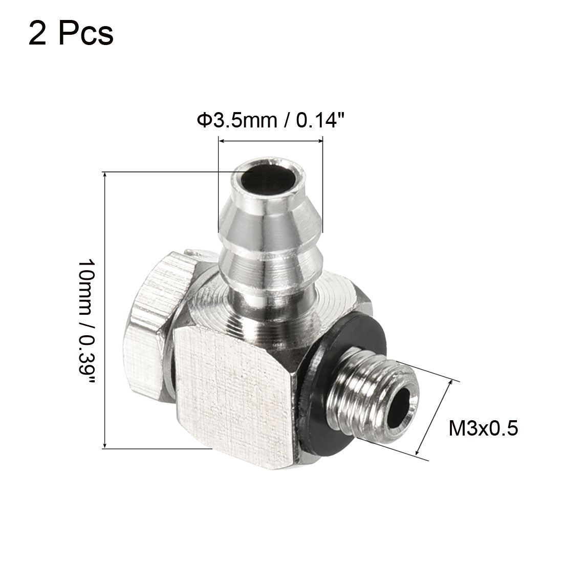 Harfington 2.6mm Barbed M3x0.5 Male Thread Hose Pipe Fitting Elbow Electroplated Copper