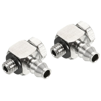 Harfington 2.6mm Barbed M3x0.5 Male Thread Hose Pipe Fitting Elbow Electroplated Copper