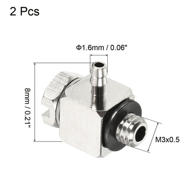 Harfington 2.6mm Barbed M3x0.5 Male Thread Hose Pipe Fitting Elbow Electroplated Copper