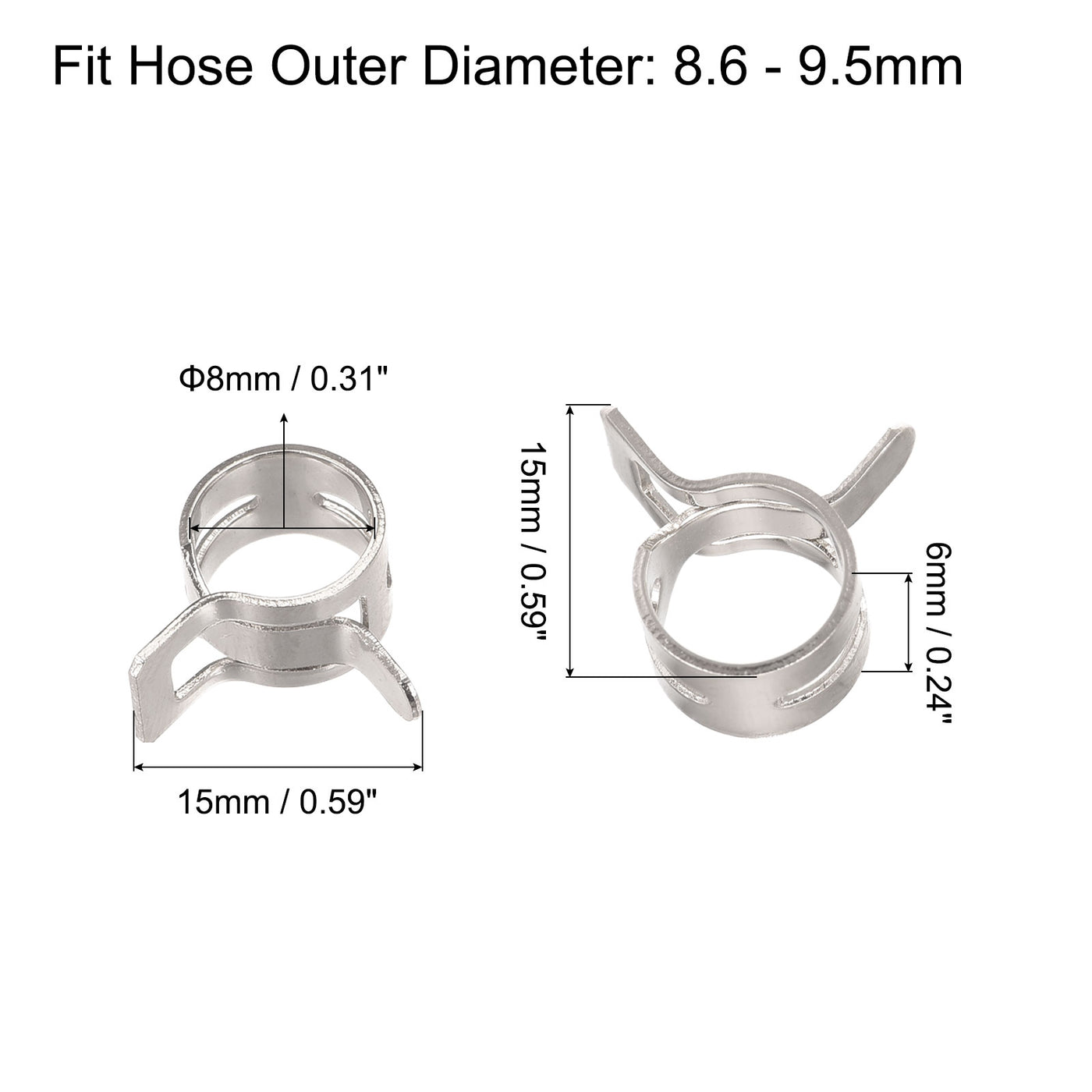 Harfington Spring Band Type Action Fuel/Silicone Vacuum Hose Pipe Clamp Low Pressure Air Clip Clamp