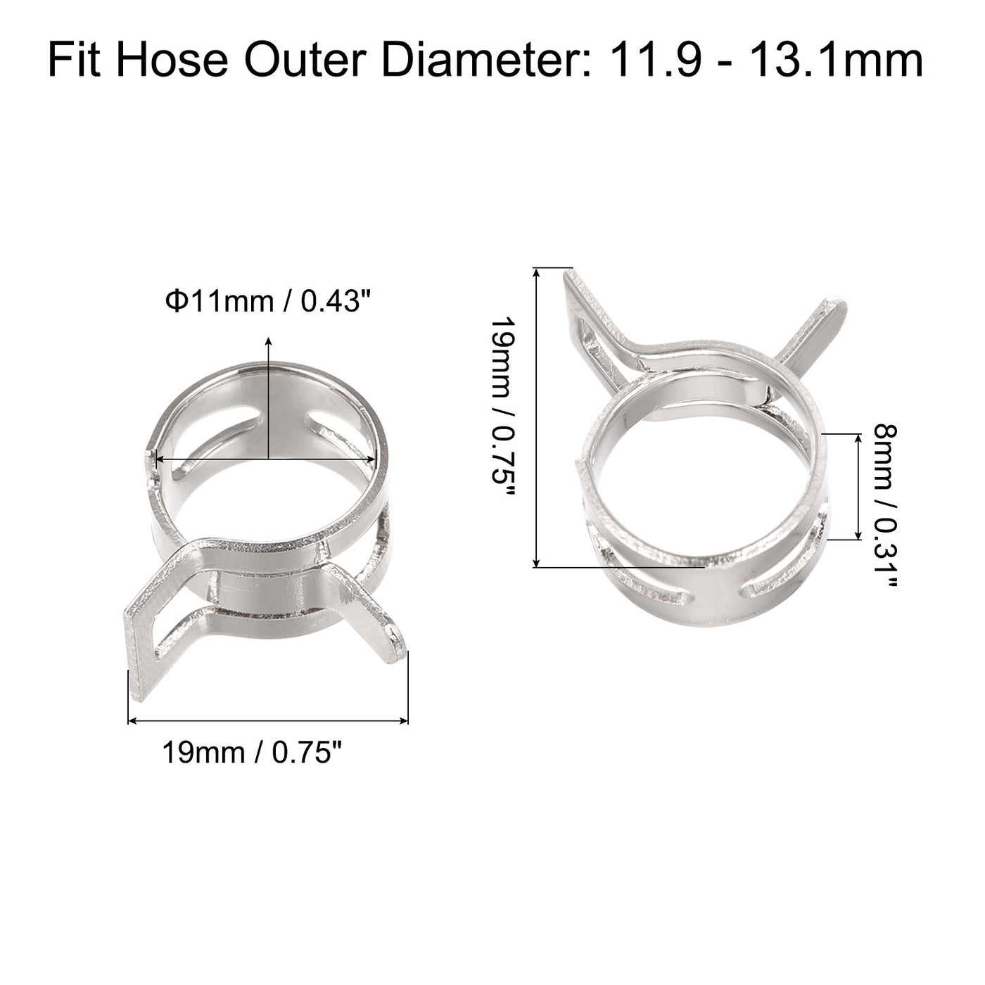 Harfington Spring Band Type Action Fuel/Silicone Vacuum Hose Pipe Clamp Low Pressure Air Clip Clamp