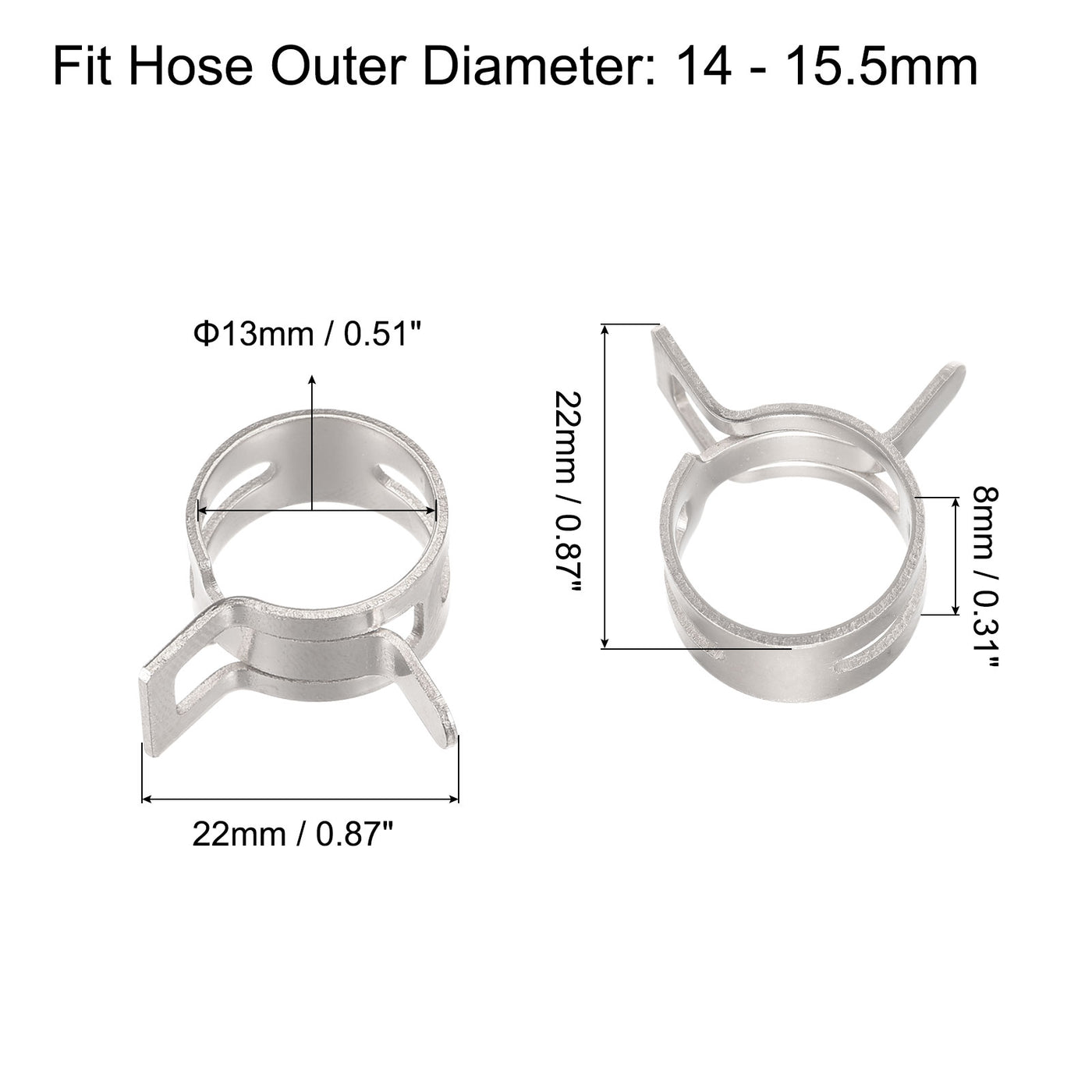 Harfington Spring Band Type Action Fuel/Silicone Vacuum Hose Pipe Clamp Low Pressure Air Clip Clamp