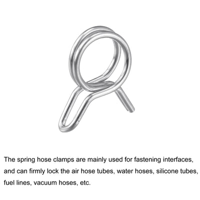 Harfington Double Wire Spring Hose Clamp 304 Stainless Steel Hose Fuel Line Silicone Tube Spring Clips