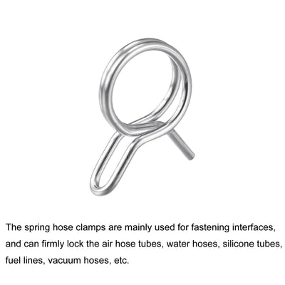 Harfington Double Wire Spring Hose Clamp 304 Stainless Steel Hose Fuel Line Silicone Tube Spring Clips