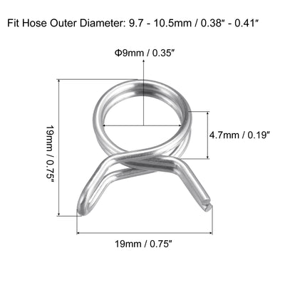 Harfington Double Wire Spring Hose Clamp 304 Stainless Steel Hose Fuel Line Silicone Tube Spring Clips