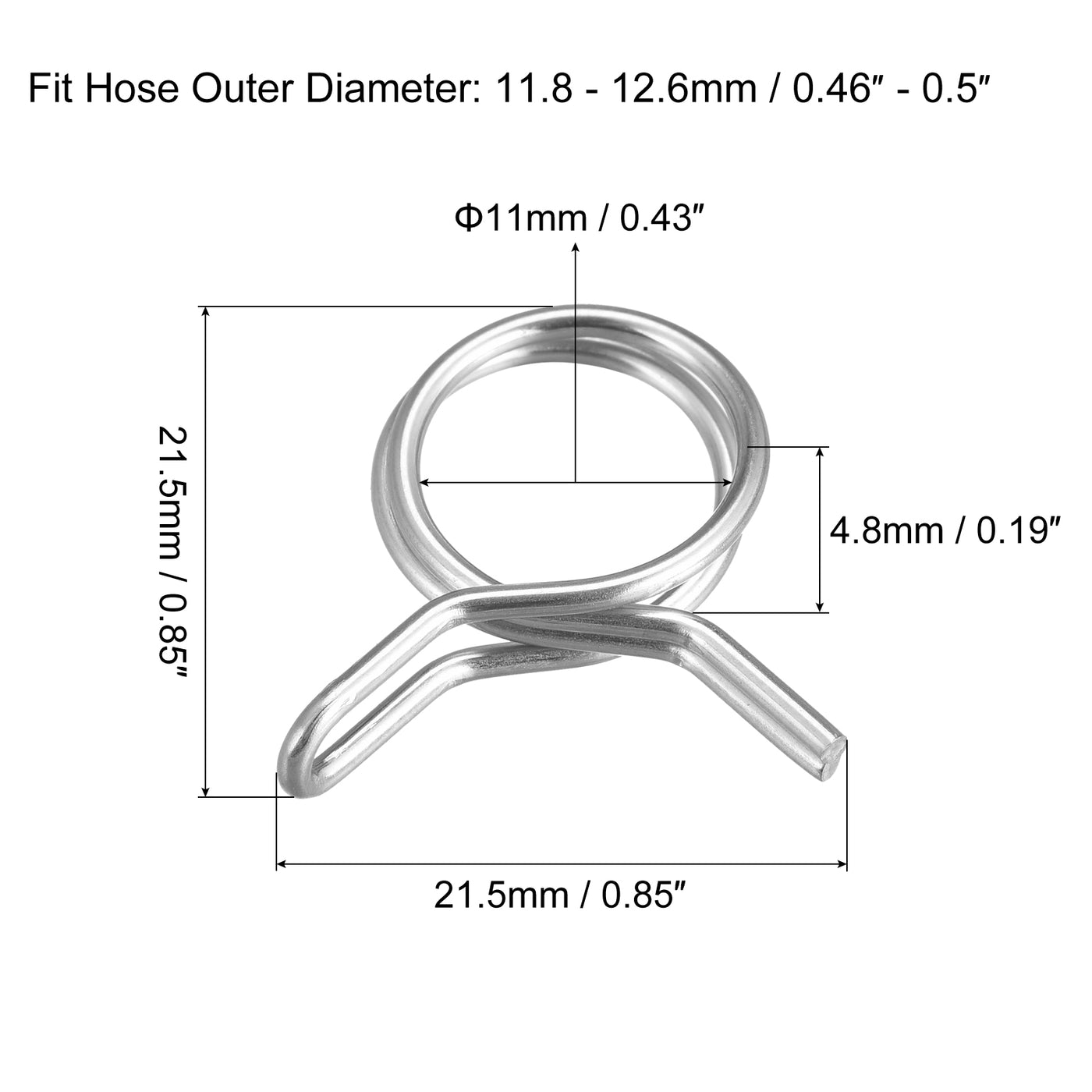 Harfington Double Wire Spring Hose Clamp 304 Stainless Steel Hose Fuel Line Silicone Tube Spring Clips