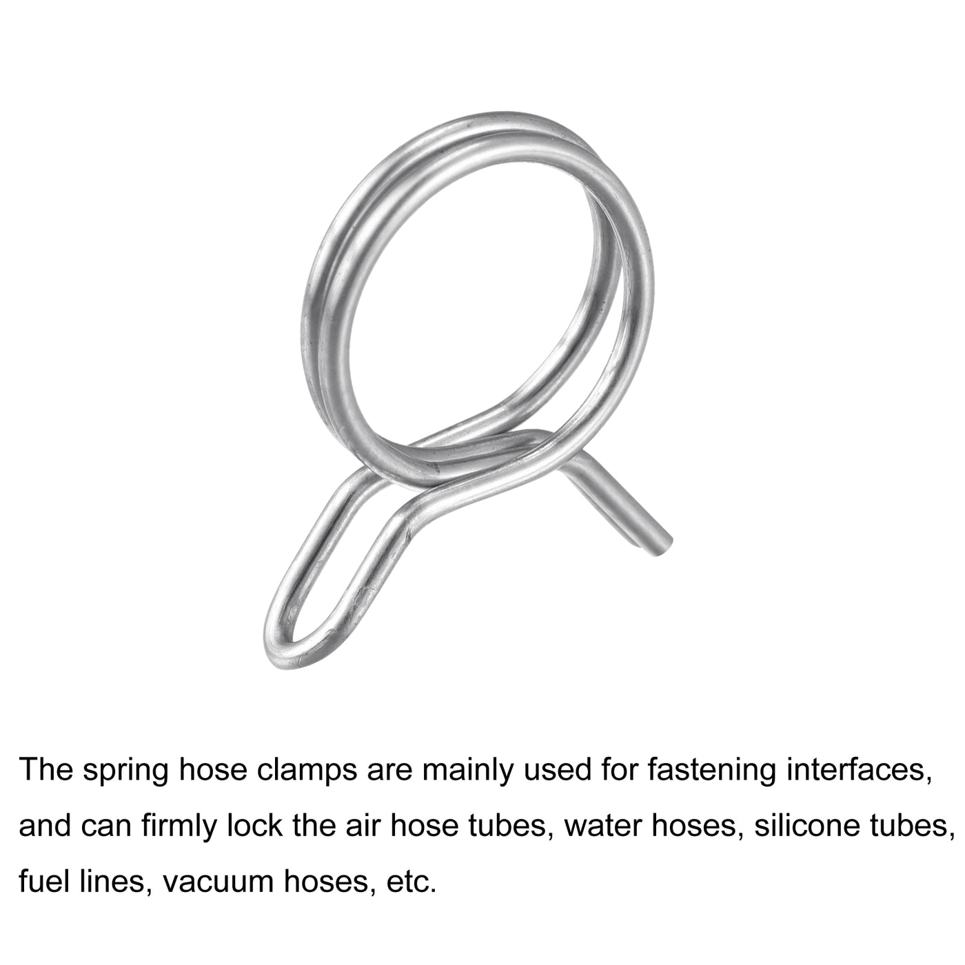 Harfington Double Wire Spring Hose Clamp 304 Stainless Steel Hose Fuel Line Silicone Tube Spring Clips