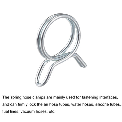 Harfington Double Wire Spring Hose Clamp, 65Mn Steel Inner Dia Fit  Hose Fuel Line Silicone Tube Spring Clips