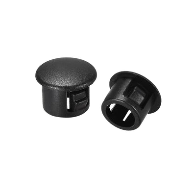 Uxcell Uxcell 20pcs 24.7mm x 11.4mm Black Nylon Round Snap Locking Hole Plugs Cover