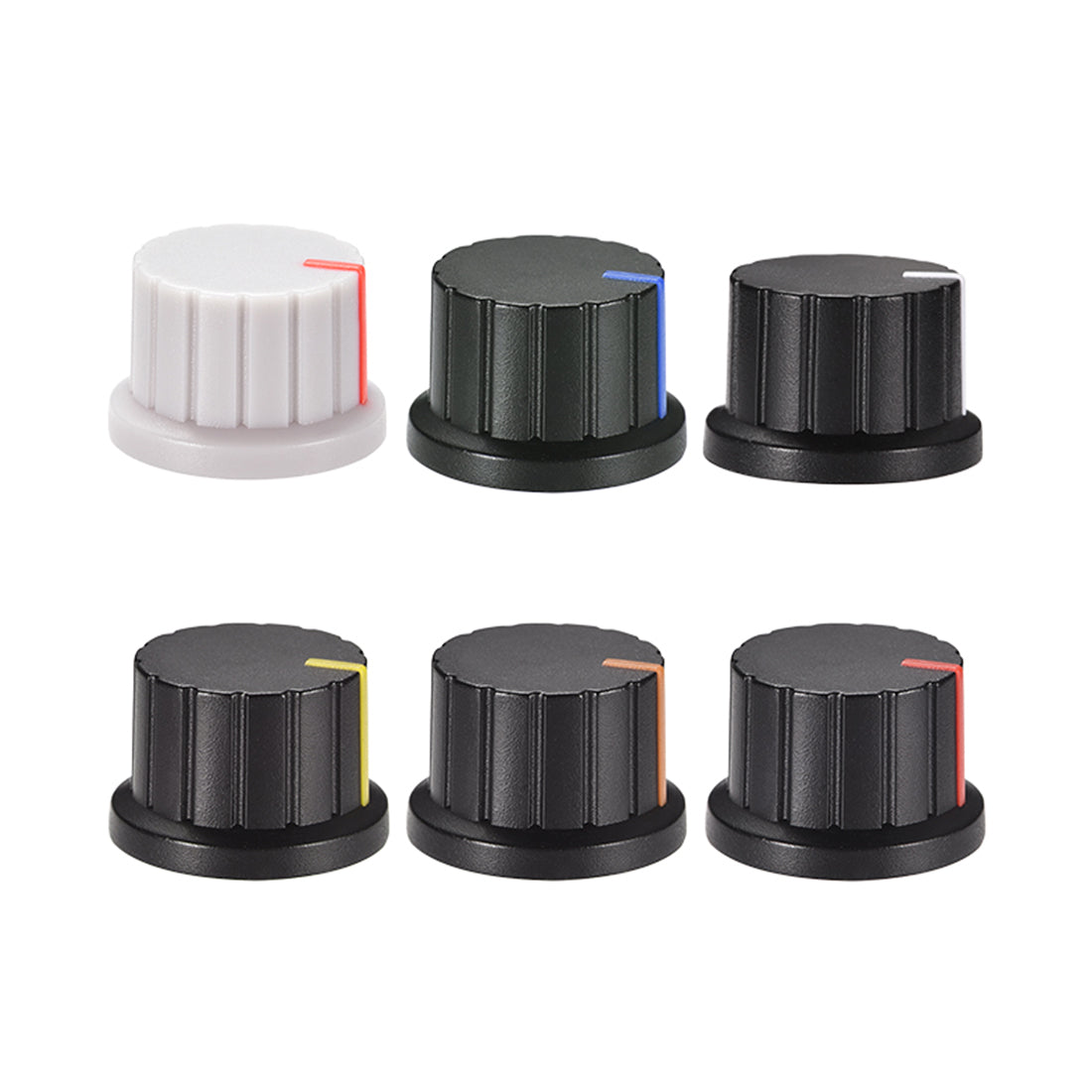 Uxcell Uxcell 10Pcs Speaker Effect Pedal Amplifier Black Potentiometer Knob Yellow Mark 24mm Dia 15mm Height