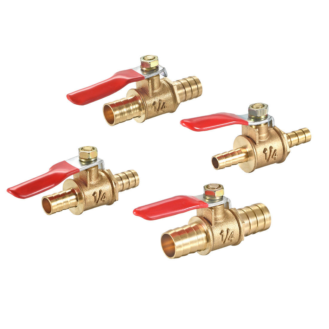 Uxcell Uxcell Brass Air Ball Valve Shut Off Switch 8mm Hose Barb to 8mm Hose Barb 4Pcs