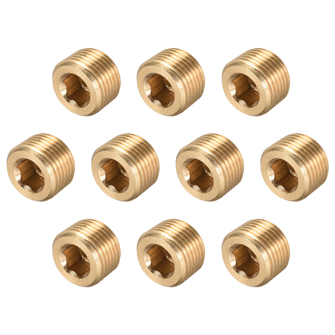 Uxcell Uxcell Brass Pipe Fitting - Hex Counter Sunk Plug 1/16NPT Male Socket Drive Countersunk Pipe Plugs 10pcs