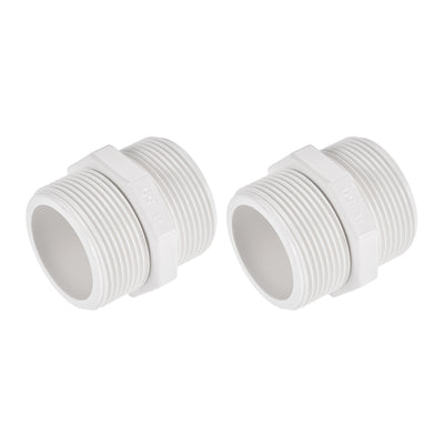 uxcell Uxcell Pipe Fitting, Hex Nipple Tube Adaptor Hose Connector, for Water Tanks, PVC, White, Pack of 2