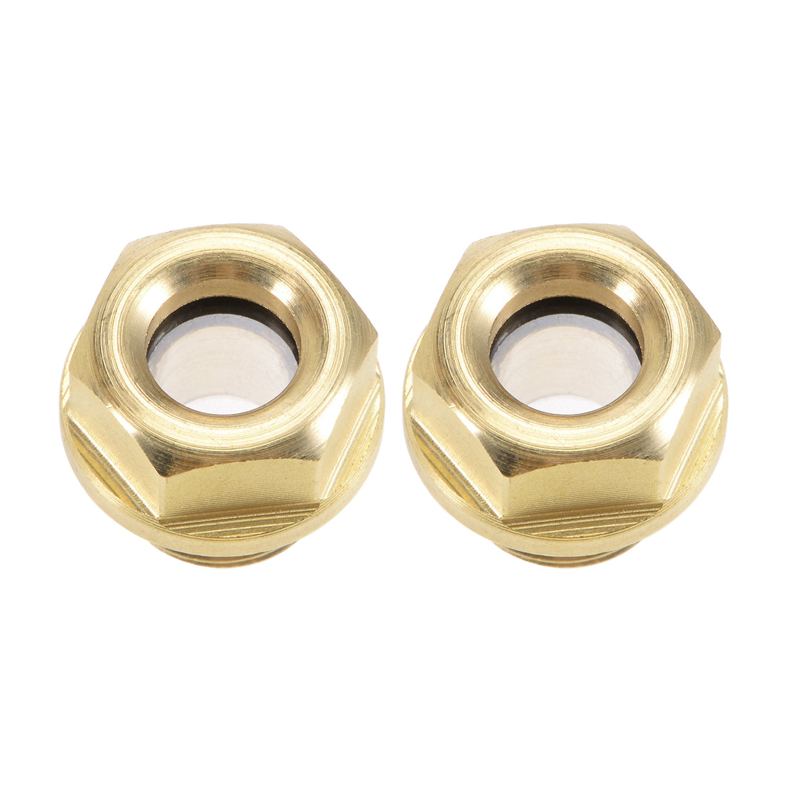 uxcell Uxcell Oil Liquid Level Gauge Sight Glass M Male Threaded Brass Fittings with O-Ring, Yellow 2Pcs