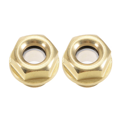 Harfington Uxcell Oil Liquid Level Gauge Sight Glass M Male Threaded Brass Fittings with O-Ring, Yellow 2Pcs