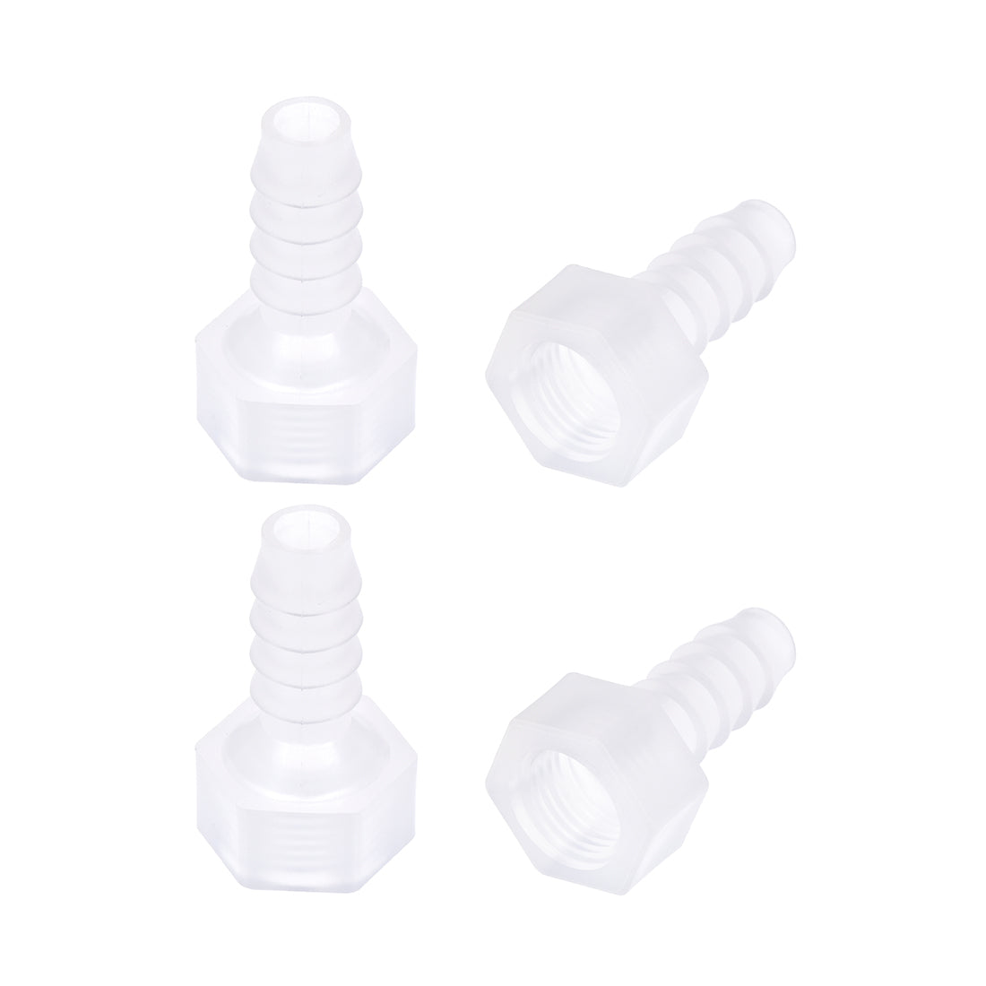 Uxcell Uxcell Polypropylene Hose Barb Fitting Coupler, 8mm Barb x G1/4 Female Thread Pipe Adapter, Translucent 4Pcs