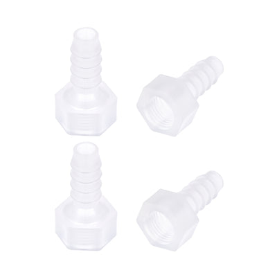 Uxcell Uxcell Polypropylene Hose Barb Fitting Coupler, 8mm Barb x G1/4 Female Thread Pipe Adapter, Translucent 4Pcs