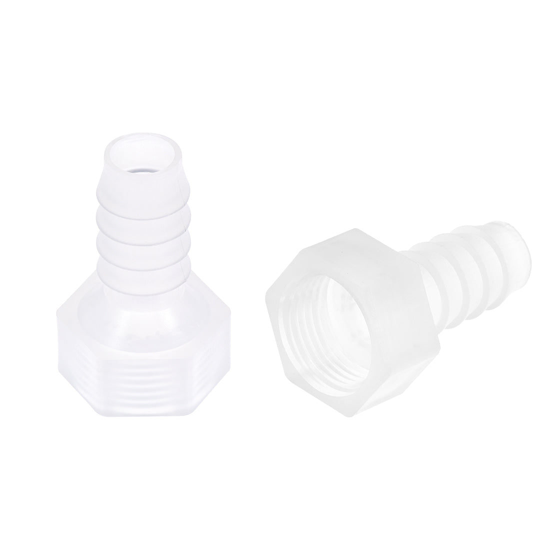 Uxcell Uxcell Polypropylene Hose Barb Fitting Coupler, 10mm Barb x G3/8 Female Thread Pipe Adapter, Translucent 2Pcs