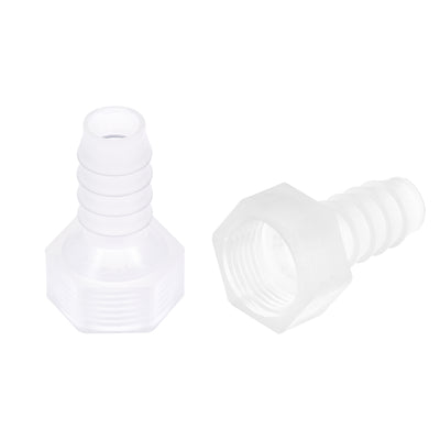 Uxcell Uxcell Polypropylene Hose Barb Fitting Coupler, 10mm Barb x G3/8 Female Thread Pipe Adapter, Translucent 2Pcs