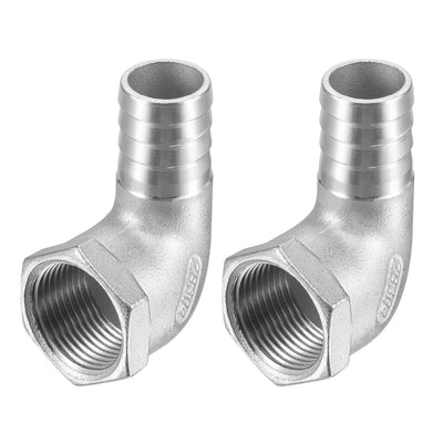 Uxcell Uxcell Stainless Steel Hose Barb Fitting Elbow 20mmx3/4" NPT Female Pipe Connector 2pcs