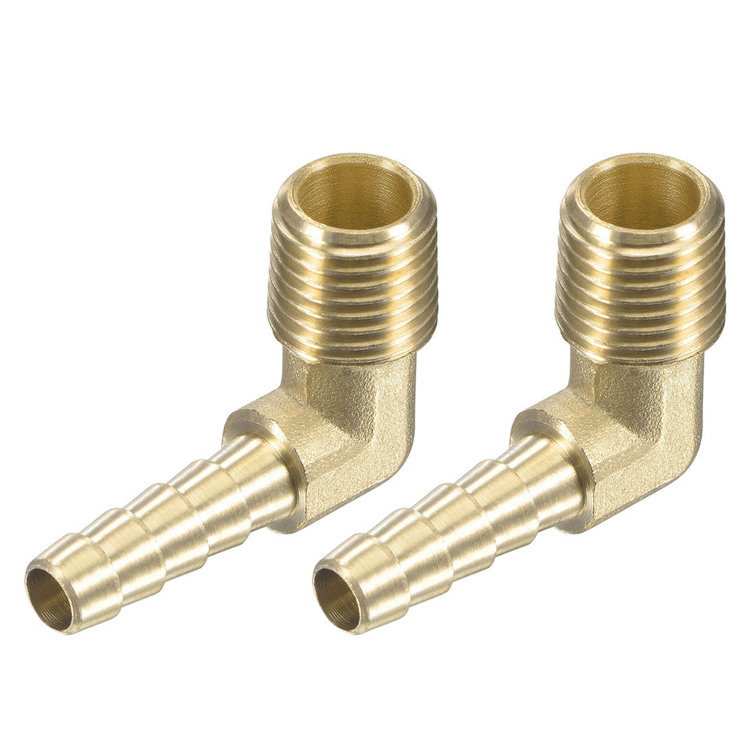 Uxcell Uxcell Brass Hose Barb Fitting Elbow 5/16 inch x 1/4 NPT Male Thread Right Angle Pipe Connector, Pack of 2