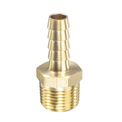 Uxcell Uxcell Brass Hose Barb Fitting Straight 5/16 Inch x NPT 3/8 Male Thread Pipe Connector for Water Air Fuel Tube