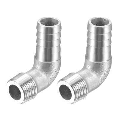 Uxcell Uxcell Stainless Steel Hose Barb Fitting Elbow 16mm x G3/8 Male Pipe Connector 2pcs