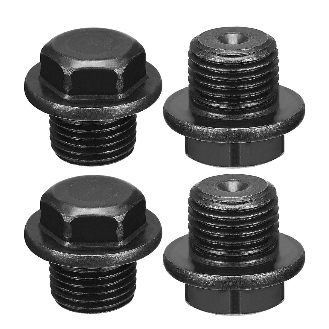 Uxcell Uxcell Outer Hex Head Socket Pipe Fitting Plug M20x1.5 Male Thread Carbon Steel 4Pcs for Terminate Pipe Ends